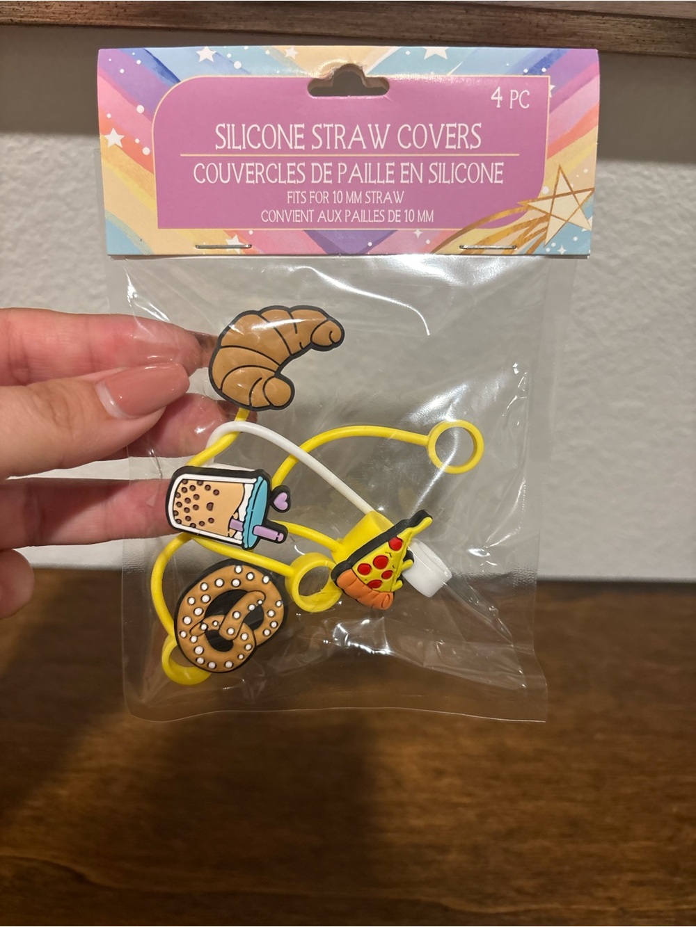 Silicone Straw Covers - Yellow Food Charms (4 Pc)